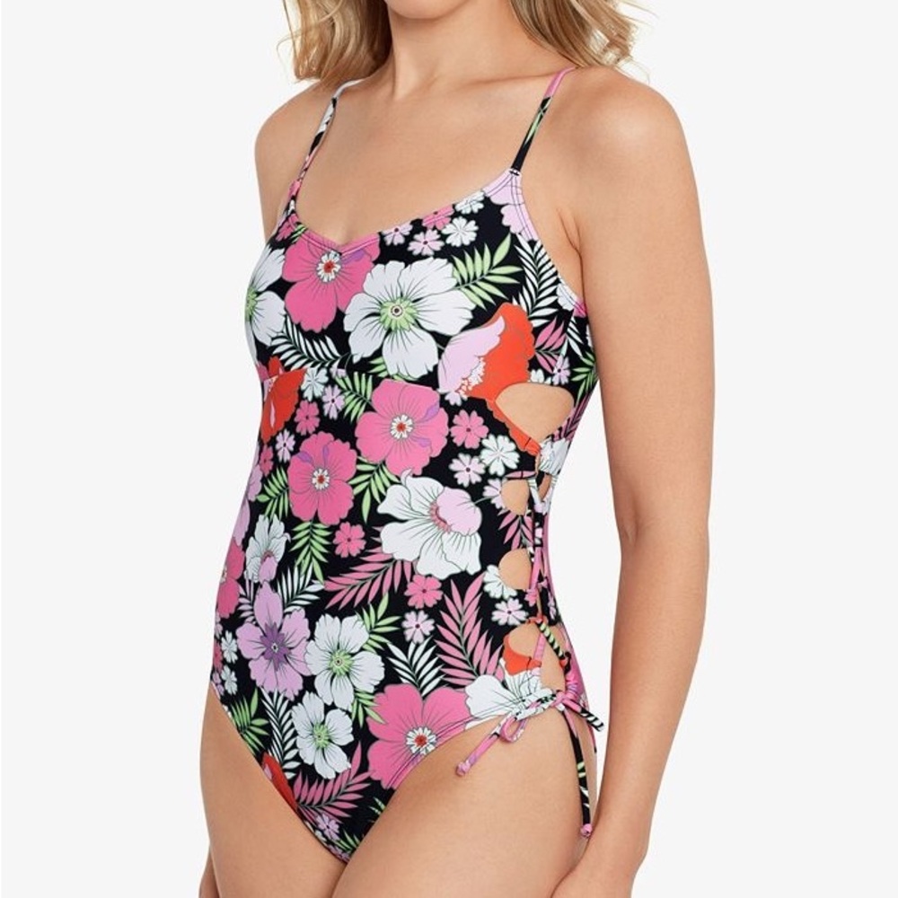 SALT + COVE Lace-Up-Sides One-Piece Swimsuit